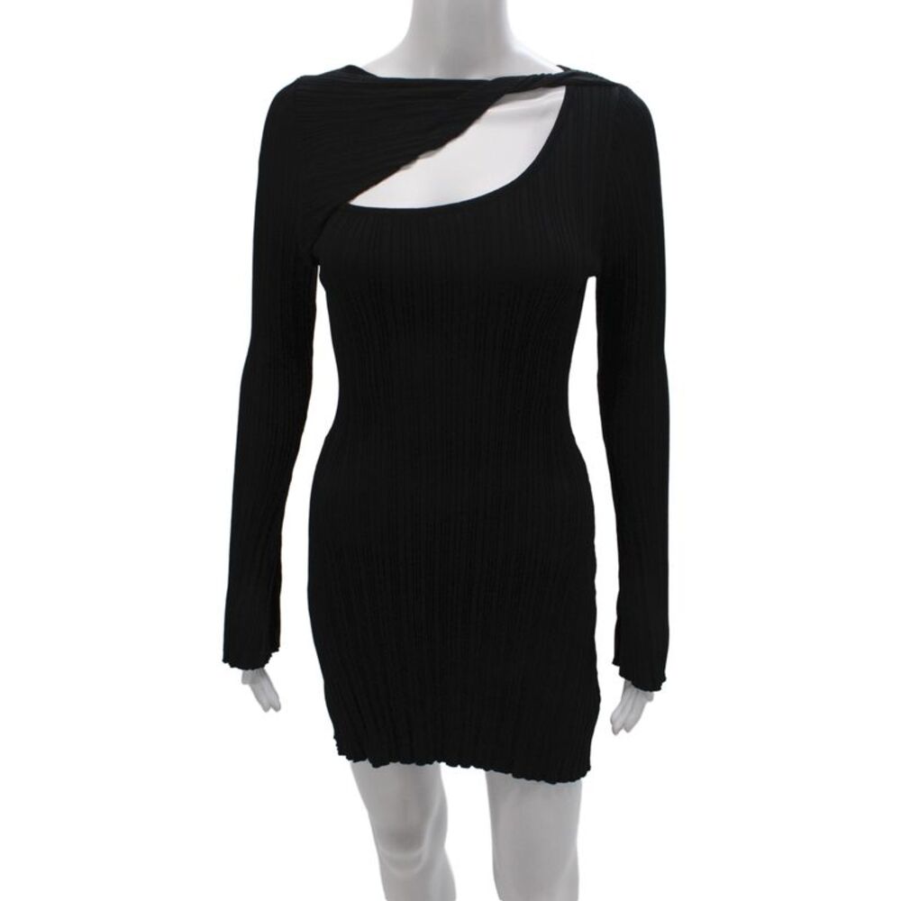 Bronze Snake Womens Bodycon One Shoulder Short Black Dress Size S